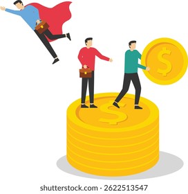 Dollar coin and group of business people stock illustration


