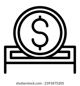 Icono de ayuda de moneda en dólares contorno vector. Inversor popular. Dinero social