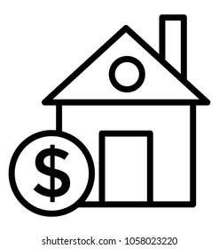 A dollar coin with hut concept of home valuation
