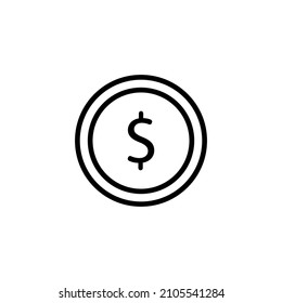 Icono de moneda en dólares para aplicaciones y sitios web