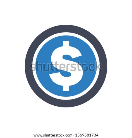 Dollar Coin Icon in Blue Gray Color