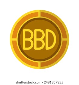 Icono de moneda de dólar. Iconos planos de moneda en color dorado, símbolo del dinero de Barbados. Ilustraciones vectoriales.