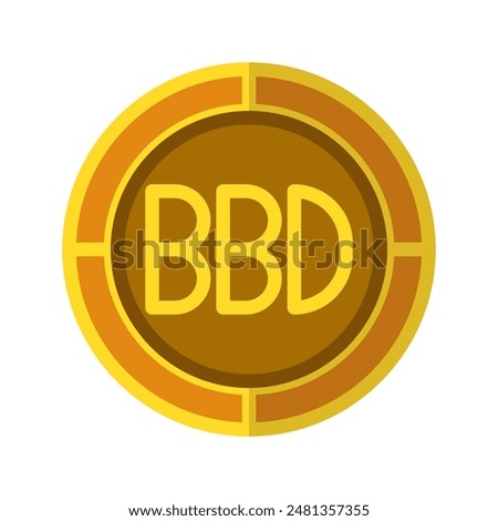 Dollar coin icon. Currency flat icons in golden color, symbol of Barbados money. Vector Illustrations.