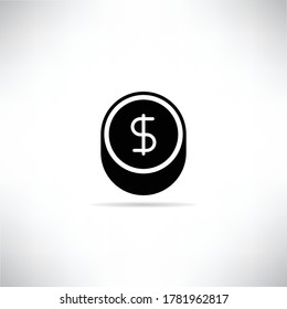 Dollarmünzsymbol auf grauem Hintergrund