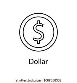 dollar coin icon. Element of web icon with name for mobile concept and web apps. Detailed dollar coin icon can be used for web and mobile. Premium icon on white background