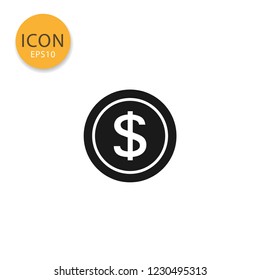 Dollar coin icon flat style in black color vector illustration on white background.