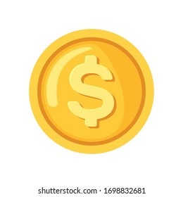 Dollar coin icon in flat style isolated on white background. Vector illustration.