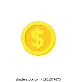 Dollar-Münzsymbol im flachen Stil einzeln auf weißem Hintergrund. Vektorgrafik