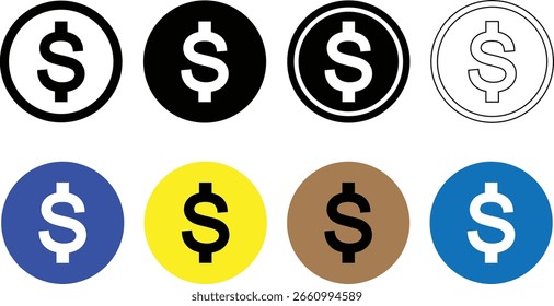 Fondo de ilustración de icono de moneda de dólar. Icono de intercambio de icono de dinero. Icono de contorno de dinero 