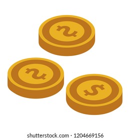 Dollar coin icon. Isometric of dollar coin vector icon for web design isolated on white background
