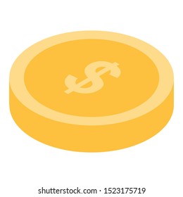 Dollar coin icon. Isometric of dollar coin vector icon for web design isolated on white background