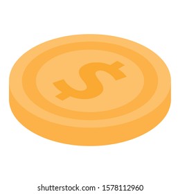 Dollar coin icon. Isometric of dollar coin vector icon for web design isolated on white background