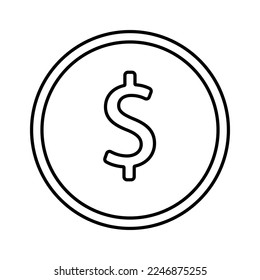 Dollar Coin Icon In Line Style