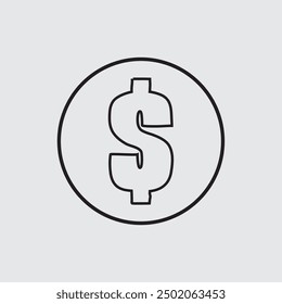 Dollar coin icon and Money Icon vector. Dollar coin isolated on white background.