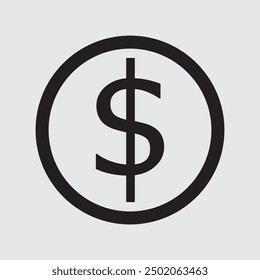 Icono de la moneda del dólar y Vector del icono del dinero. Moneda de dólar aislada sobre fondo blanco.