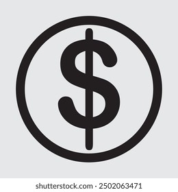 Icono de la moneda del dólar y Vector del icono del dinero. Moneda de dólar aislada sobre fondo blanco.