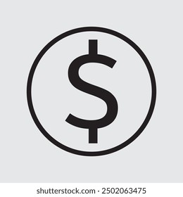 Icono de la moneda del dólar y Vector del icono del dinero. Moneda de dólar aislada sobre fondo blanco.