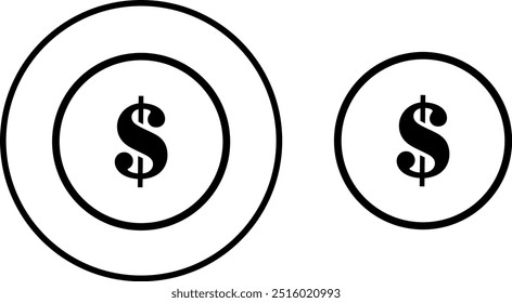 El icono de la moneda de dólar. El icono de la moneda de dinero. Icono de la moneda del dólar del Vector, aislado en un fondo transparente.