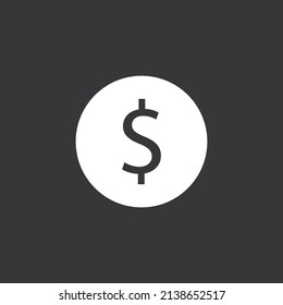 Dollar coin icon on grey background