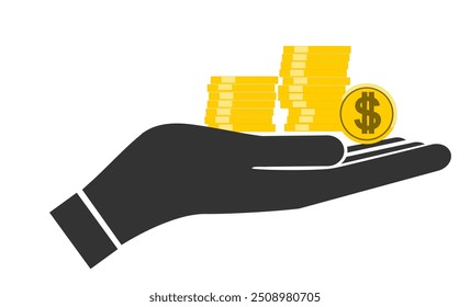 Dollar Coin Icon on Palm of Hand
