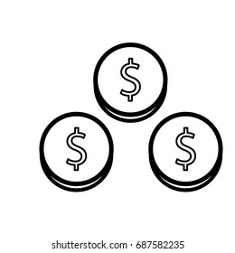dollar coin icon outline