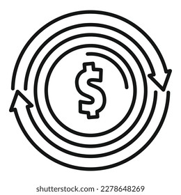 Dollar coin icon outline vector. Send money. Cash payment