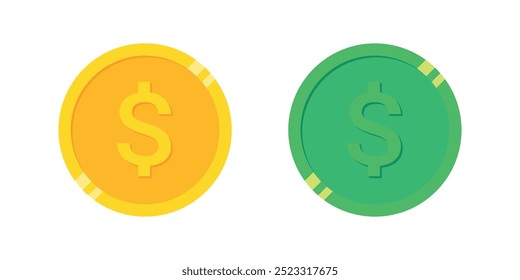 Ícone de moeda de dólar define ilustração vetorial para web e app.