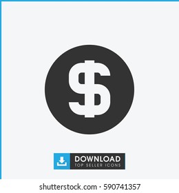 dollar coin icon. Simple filled dollar coin vector icon. On white background.