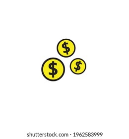 Dollar coin icon symbol flat design vector