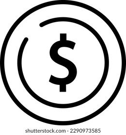 The Dollar Coin icon is a symbol of money, wealth, and financial value, commonly used in financial or investment-related apps and websites