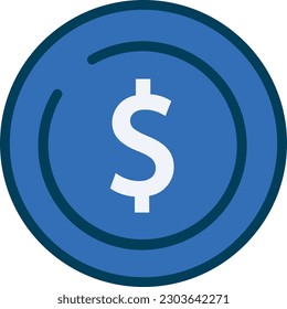 The Dollar Coin icon is a symbol of money, wealth, and financial value, commonly used in financial or investment-related apps and websites
