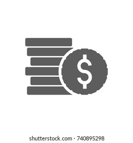 Dollar coin icon in trendy flat style isolated on white background. Symbol for your web site design, logo, app, UI. Vector illustration, EPS