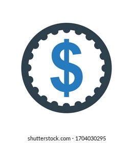Gráfico vectorial de icono de moneda en dólares.