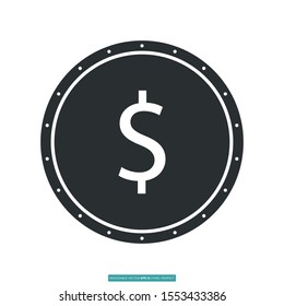 Dollar coin icon vector illustration logo template for many purpose. Isolated on white background.