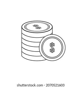 Dollar-Münzsymbol Vektorgrafik-Logo-Vorlage für viele Zwecke. Einzeln auf weißem Hintergrund.