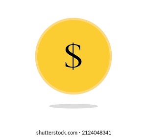 Dollar coin icon. Vector illustration of golden coin with Dollar sign. Business and finance symbol. simple money icon. 