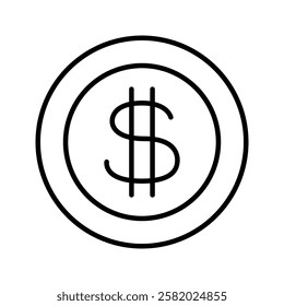 Dollar coin icon: vector illustration, icon line