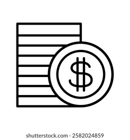 Dollar coin icon: vector illustration, icon line