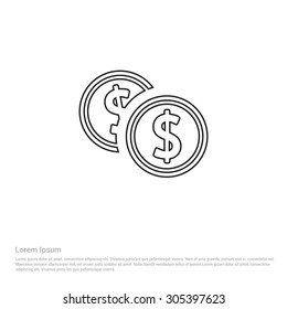 Dollar Coin icon. Vector Illustration. Flat pictogram icon