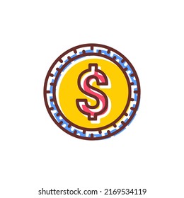 dollar coin icon in vector. Logotype
