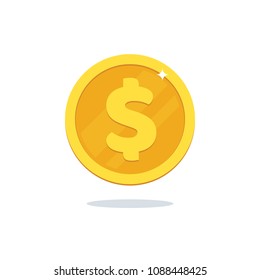 Dollar coin icon. Vector money illustration isolated on white background.