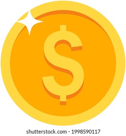 Icono de moneda en dólares, ilustración de dinero vectorial aislada en blanco