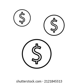 Dollar coin icon vector on white background