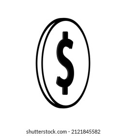 Vector de icono de moneda en dólares sobre fondo blanco