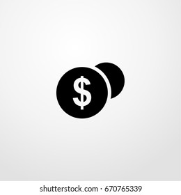 dollar coin icon. vector sign symbol on white background