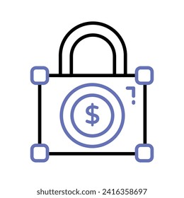 Dollar coin inside padlock showing concept icon of secure payment, financial protection vector