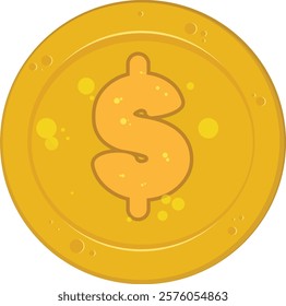 Dollar coin isolated on a black background vector illustration