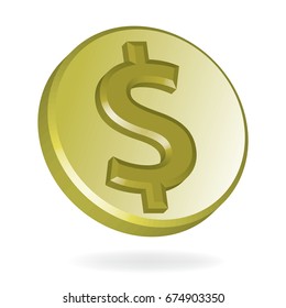 dollar coin isolated on white background