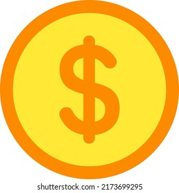 Dollar coin isolated vector icon.