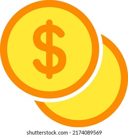Icono vectorial aislado de la moneda del dólar.